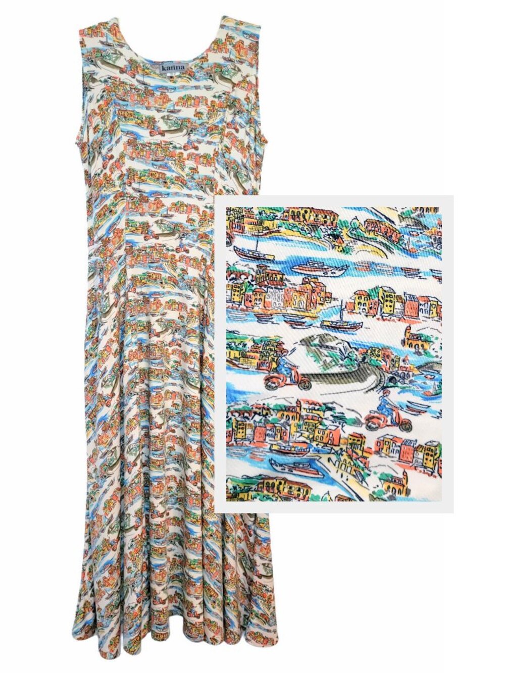 Karina Cleo Stretch Midi Maxi Dress in Ciao City Print M/L